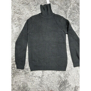 Topman Men's Waffle Knit Turtleneck Sweater Gray, Size S small